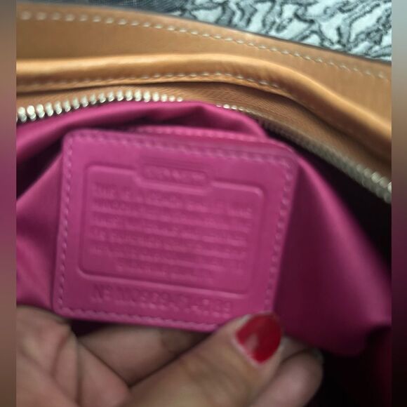 Coach Women's Plaid Tattersall Shoulder Bag - White and Pink - Picture 10 of 13